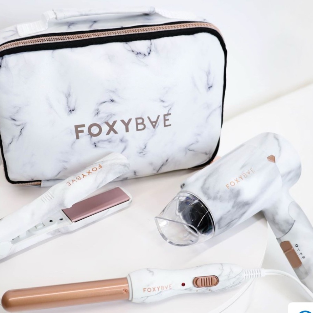 FoxyBae Marble Hair Styling Set - White and Pink